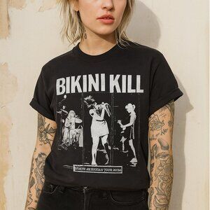 Bikini Kill Punk Girl Mohawk T-Shirt M-L Goth Punk Grunge Rock Tee Teen Preowned
